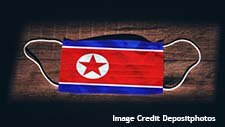 Photo of a face mask with North Korea's flag