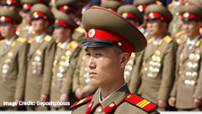 North Korean soldiers standing in a row