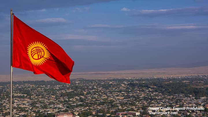Kyrgyzstan flag and city