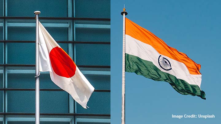 Japan and India's flags